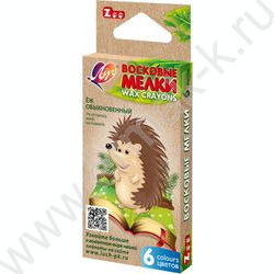 Мелки восковые  6цв ZOO /шестигранные/ европодвес | Фото 1