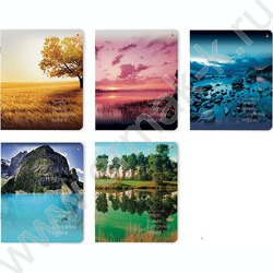 Тетрадь  48л клетка "Природа.Пейзажи" 5видов | Фото 1