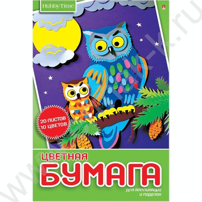 Бумага цв. А4 20л/10цв Хобби тайм 2вида | Фото 1
