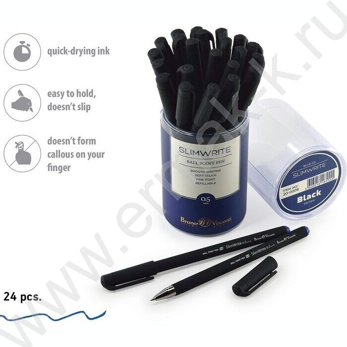 Ручка шар SlimWrite Black синяя 0,5мм | Фото 4