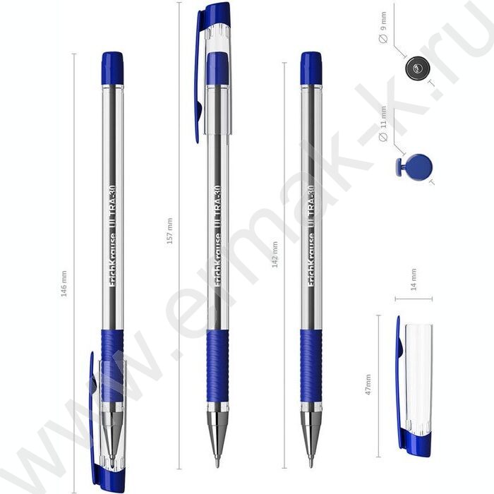 Ручка шар ULTRA-30 Stick&Grip Classic 0,7мм, синяя | Фото 4