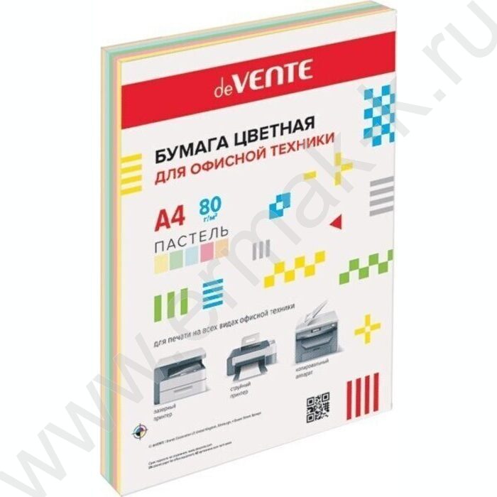 Бумага А4  80г/мкв 100л "Pastel" пастельные цвета ассорти - 5цв | Фото 1