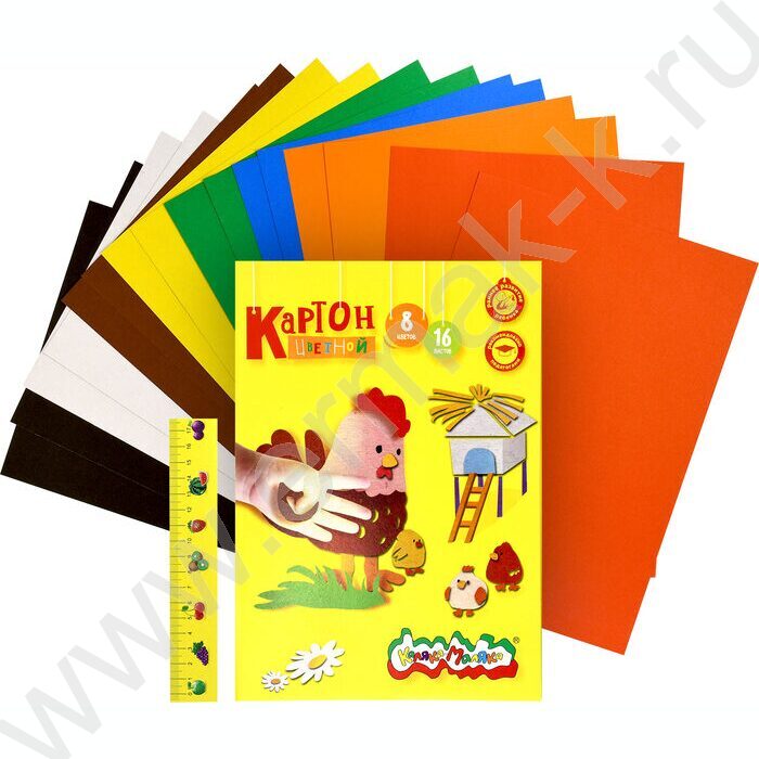 Картон цв. А4 16л/ 8цв Каляка-Маляка | Фото 4