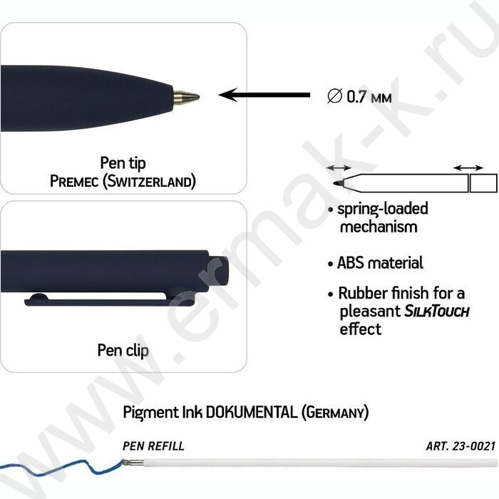 Ручка шар авт SoftClick.Original синяя 0,7мм /3цв.корпуса | Фото 3