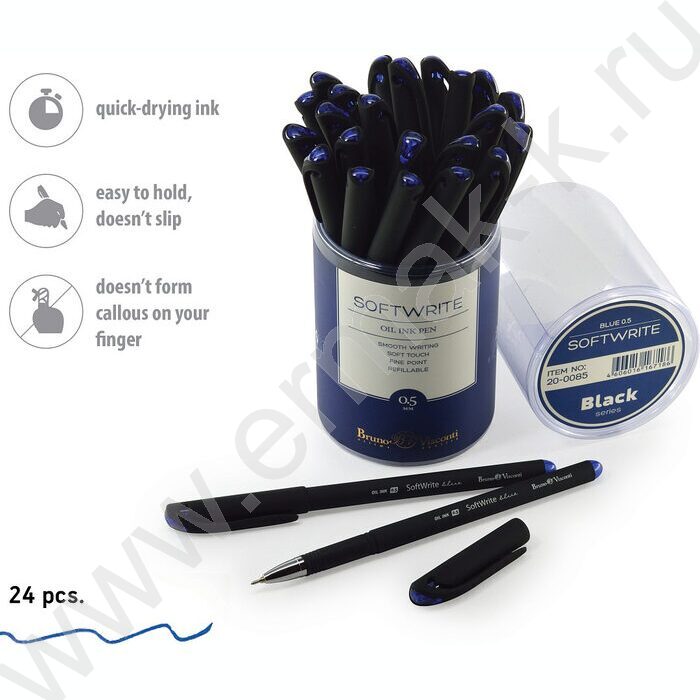Ручка шар на масл.основе 0,5мм синяя SoftWrite.Black | Фото 4