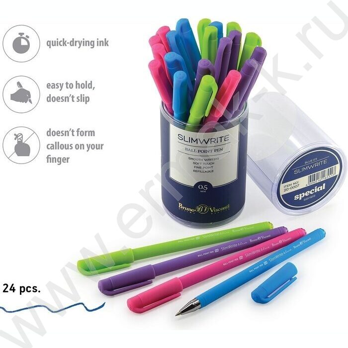 Ручка шар SlimWrite Special синяя 0,5мм /4цв.корпуса | Фото 4