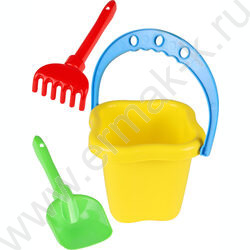 Песочный набор № 4-ведро 0,8л+лопатка 22см+грабли 21см | Фото 1