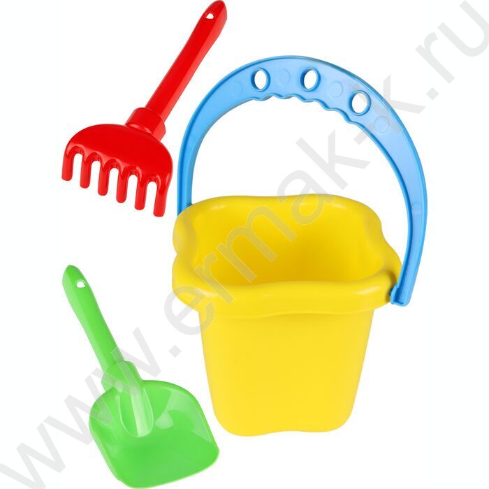 Песочный набор № 4-ведро 0,8л+лопатка 22см+грабли 21см | Фото 1