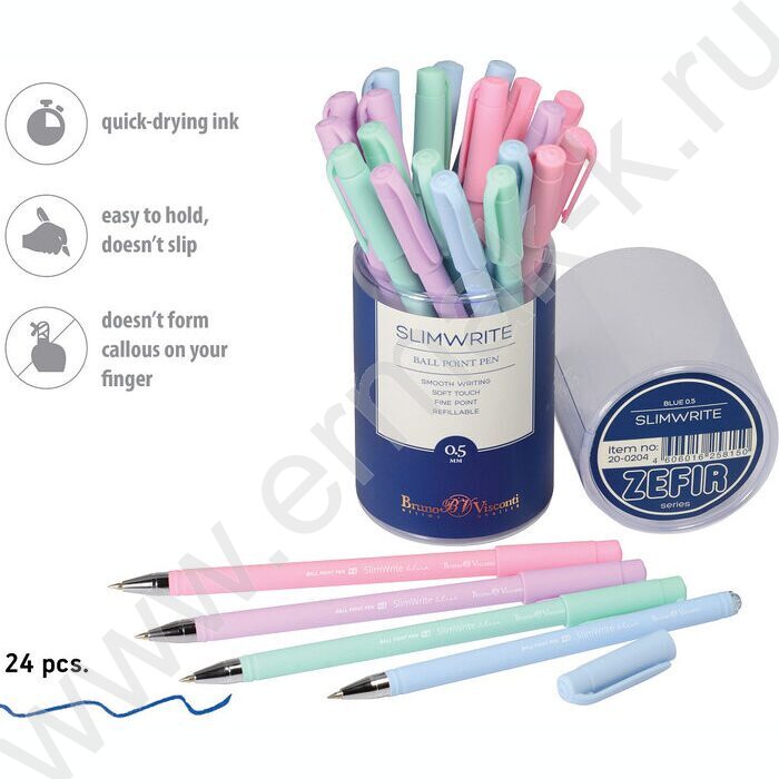 Ручка шар SlimWrite Zefir синяя 0,5мм /4цв.корпуса | Фото 4