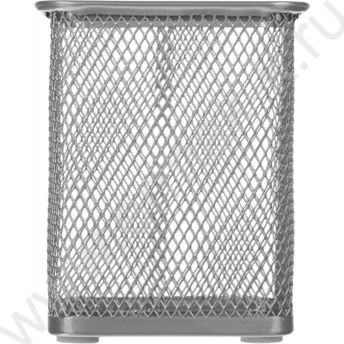 Подставка д/каранд. и ручек сетчатый (метал) серебро /квадрат 80*80мм  выс.- 9,8см | Фото 2