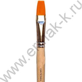 Кисть  синтетика №14 плоская, длинная ручка