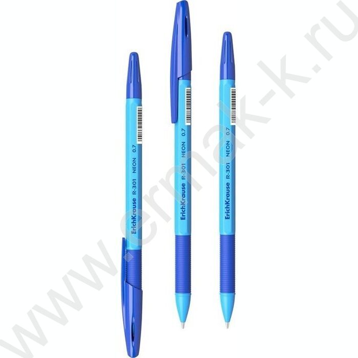 Ручка шар R-301 Stick&Grip Neon 0.7мм синяя с резин.держателем | Фото 2