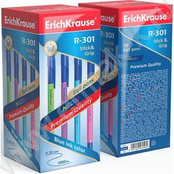 Ручка шар R-301 Stick&Grip Neon 0.7мм синяя с резин.держателем | Фото 4