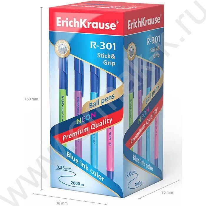 Ручка шар R-301 Stick&Grip Neon 0.7мм синяя с резин.держателем | Фото 6