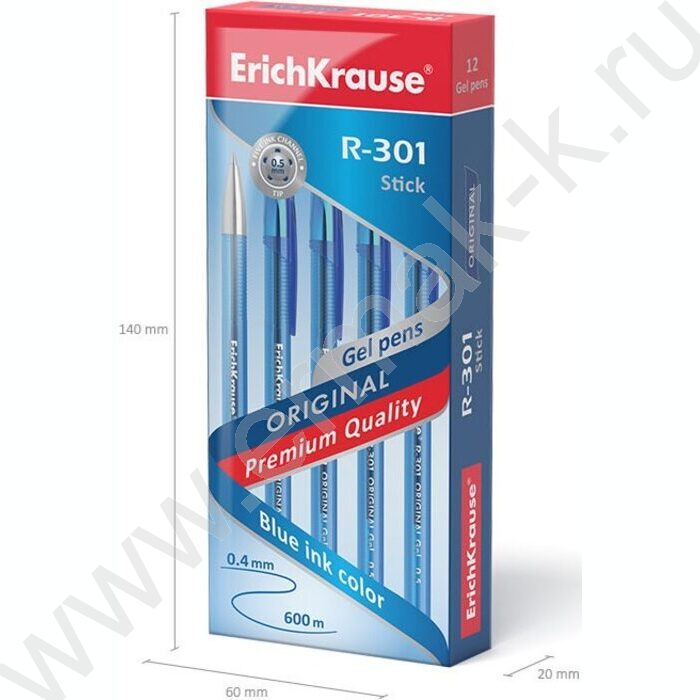 Ручка гелевая синяя 0,5мм  R-301 Gel Stick Original | Фото 5