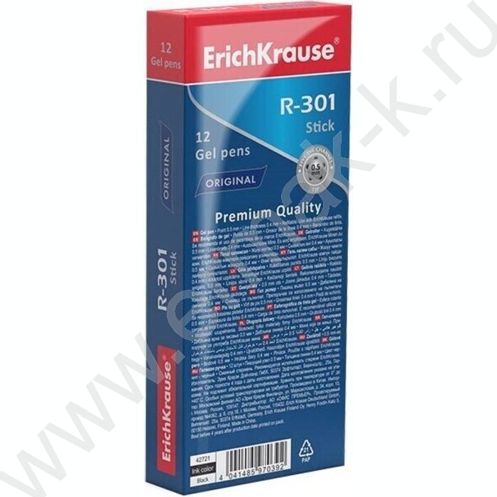 Ручка гелевая черная 0,5мм  R-301 Gel Stick Original | Фото 3