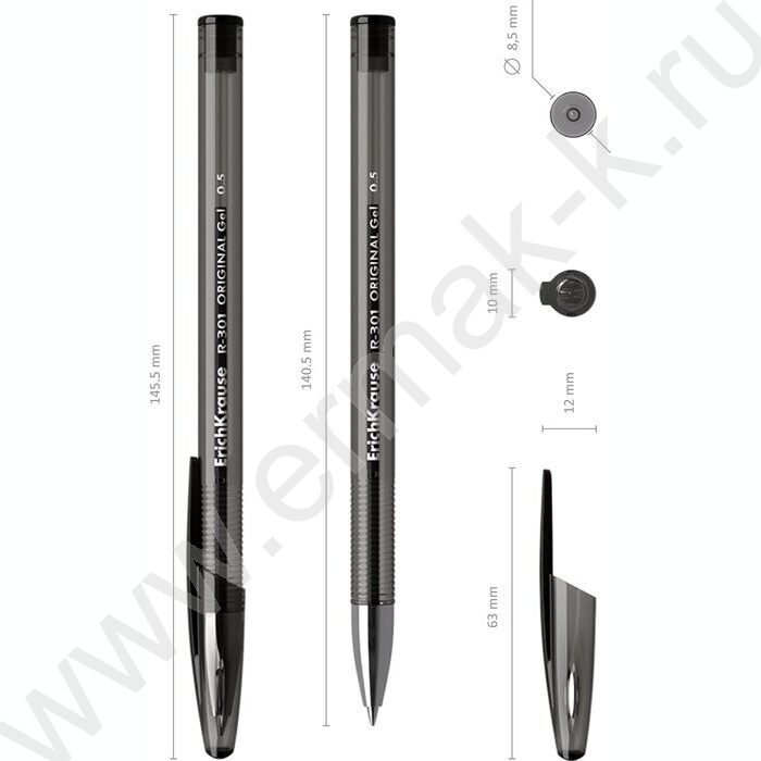 Ручка гелевая черная 0,5мм  R-301 Gel Stick Original | Фото 4