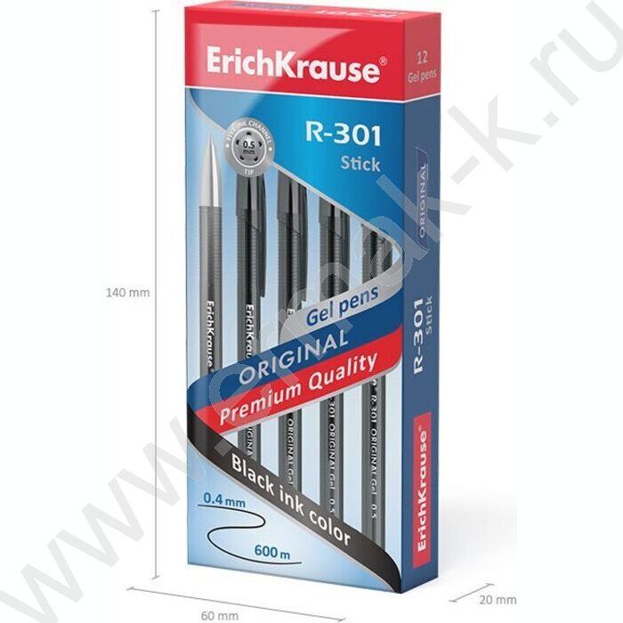 Ручка гелевая черная 0,5мм  R-301 Gel Stick Original | Фото 5