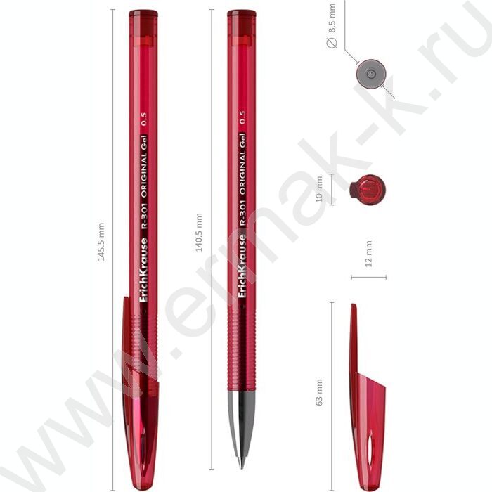 Ручка гелевая красная 0,5мм  R-301 Gel Stick Original | Фото 4