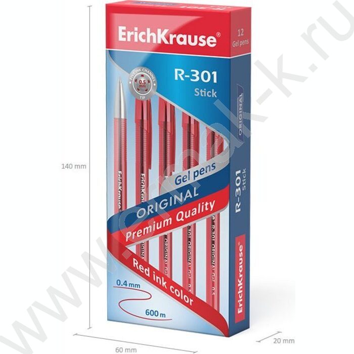 Ручка гелевая красная 0,5мм  R-301 Gel Stick Original | Фото 5