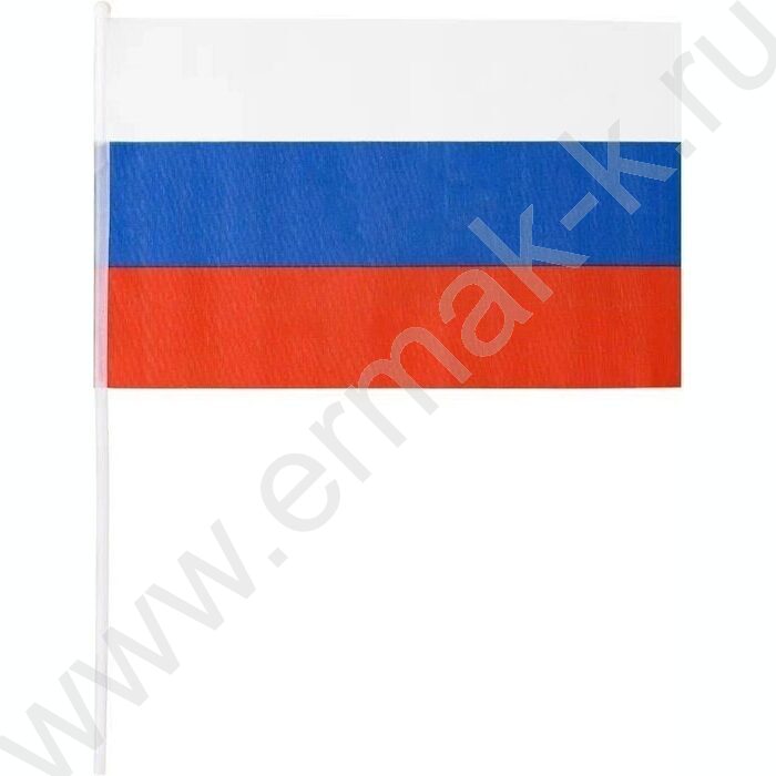 Флаг РФ триколор 30*45см на пластиковой трубочке,материал-искусственный шёлк | Фото 1