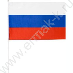 Флаг РФ триколор 60*90см на пластиковой трубочке,материал-искусственный шёлк | Фото 1
