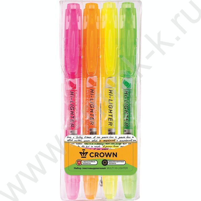 Текстовыделитель /набор  4цв/ 1-4мм косой "Multi Hi-Lighter" /чехол с европодвесом | Фото 1