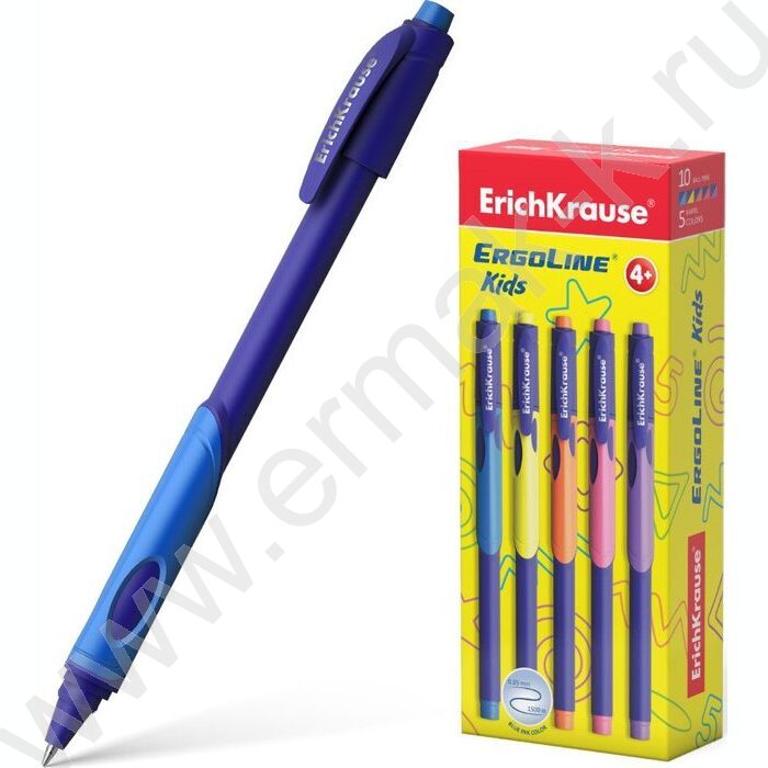Ручка шар ErgoLine® Kids Stick&Grip Neon 0,7мм, синяя /корпус - ассорти      | Фото 3