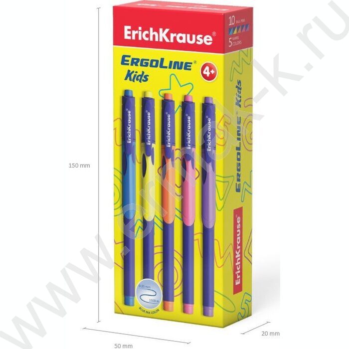 Ручка шар ErgoLine® Kids Stick&Grip Neon 0,7мм, синяя /корпус - ассорти      | Фото 6