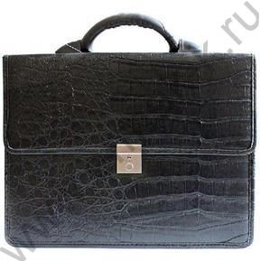 Портфель иск.кожа черный Кировск крокодил