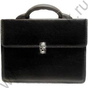 Портфель иск.кожа черный Волхов люкс метал.замок