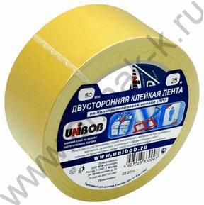 Скотч двустор.полипропилен белый 25*10 Unibob ШК