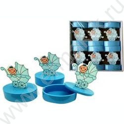 Шкатулка "Новорожденный" овал голубой, пластик | Фото 1