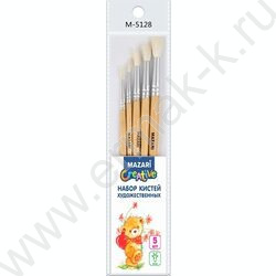 Кисть набор  5шт /коза №2,№3,№4,№5,№6/ европодвес | Фото 1