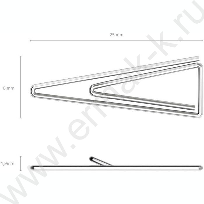 Скрепки 25мм /100шт никелированные треугольные | Фото 3