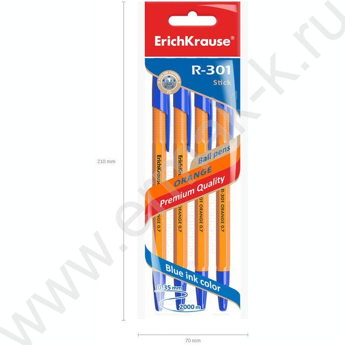 Ручка шар /набор  4шт/ R-301 Orange Stick синяя | Фото 5