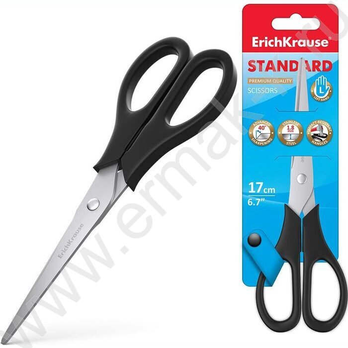 Ножницы для левшей 17см Standard чёрные /европодвес | Фото 2