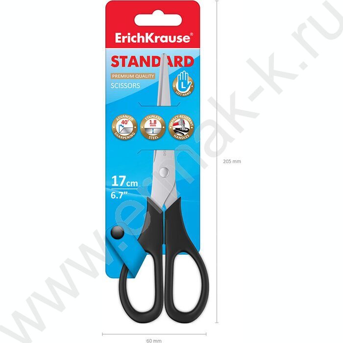 Ножницы для левшей 17см Standard чёрные /европодвес | Фото 5