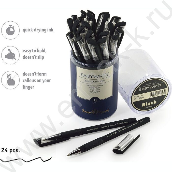 Ручка шар EasyWrite.Black черная 0,5мм /антискольз.корпус/резин.держатель/ | Фото 4