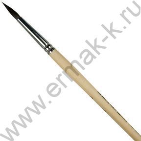 Кисть  белка № 3 микс круглая, длинная ручка пропитанная лаком Сонет