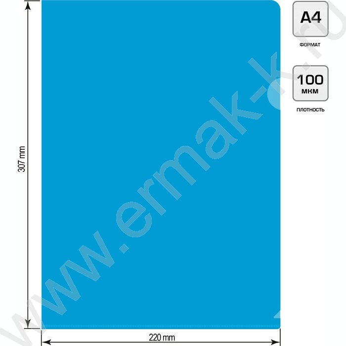 Папка уголок А4 Economy синий тисненый 0,10мм | Фото 3