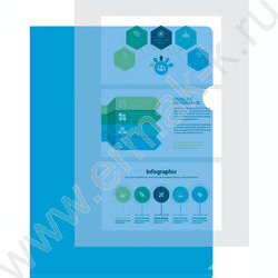 Папка уголок А4 Economy синий тисненый 0,10мм | Фото 4