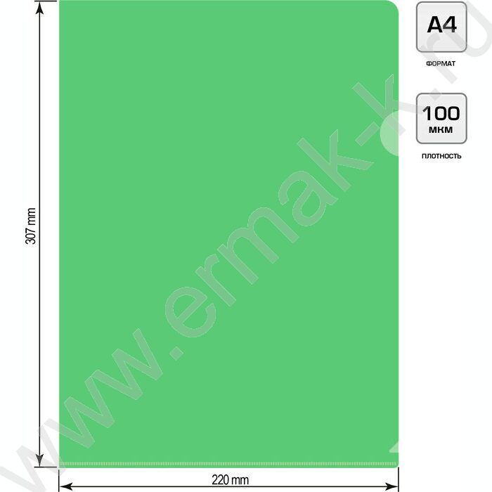 Папка уголок А4 Economy зеленый тисненый 0,10мм | Фото 3