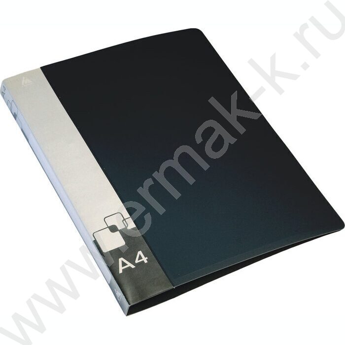 Папка 2 кольца 18мм черная 0,7мм карман внутренний и торцевой | Фото 1