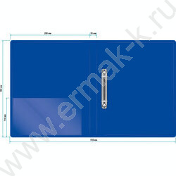 Папка 2 кольца 18мм синяя 0,7мм карман внутренний и торцевой | Фото 2