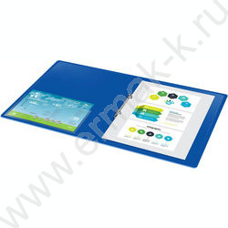 Папка 2 кольца 18мм синяя 0,7мм карман внутренний и торцевой | Фото 5