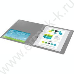 Папка 2 кольца 18мм серая 0,7мм карман внутренний и торцевой | Фото 2