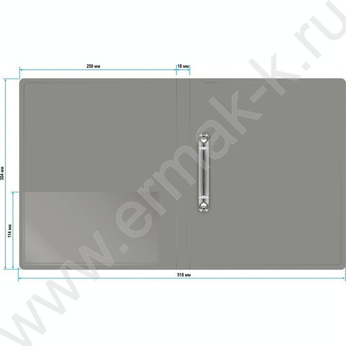 Папка 2 кольца 18мм серая 0,7мм карман внутренний и торцевой | Фото 4