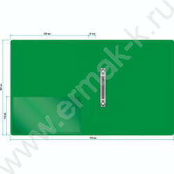 Папка 2 кольца 18мм зеленая 0,7мм карман внутренний и торцевой | Фото 4
