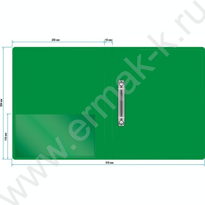 Папка 2 кольца 18мм зеленая 0,7мм карман внутренний и торцевой | Фото 4